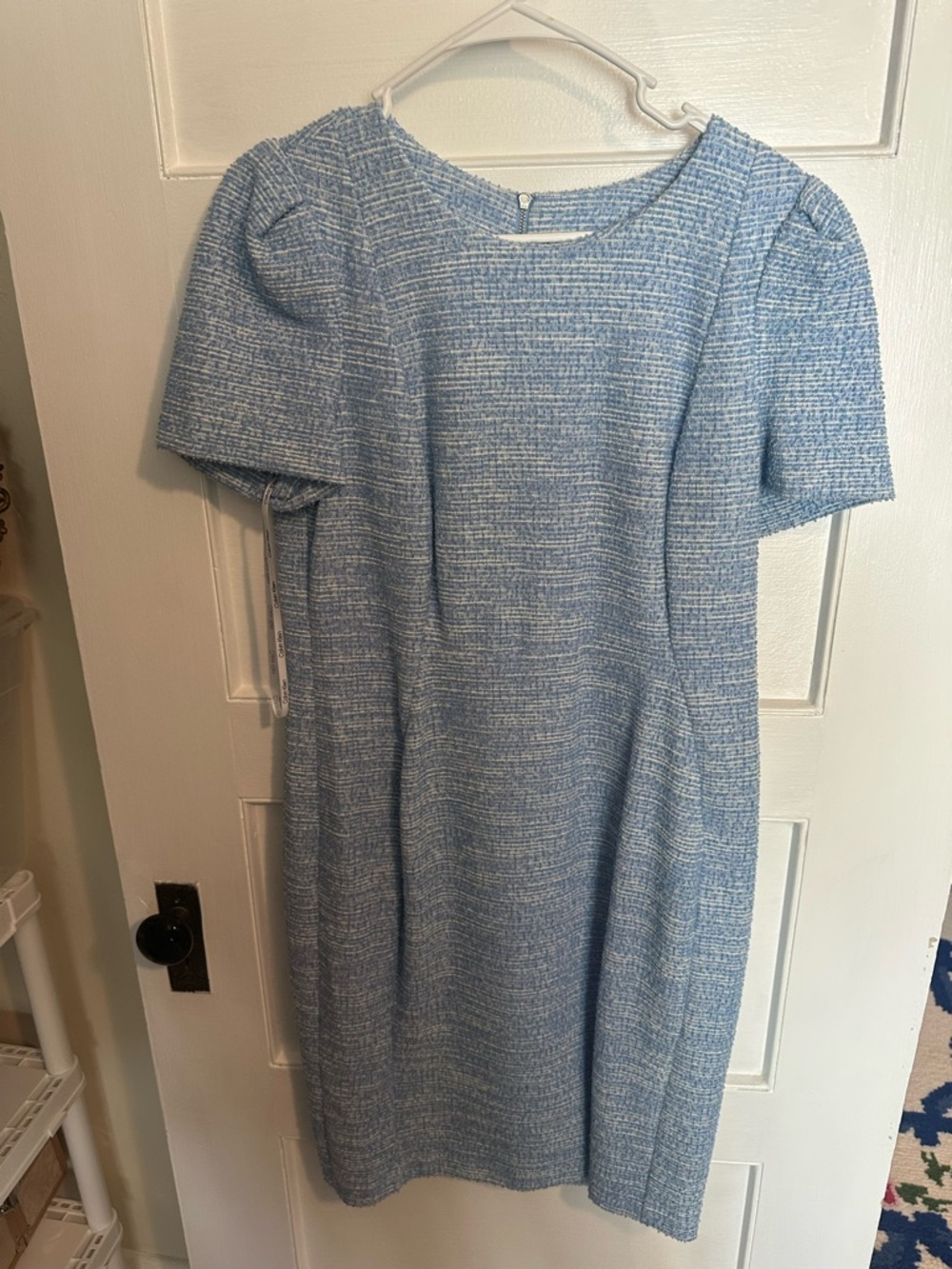 Calvin Klein Light Blue Tweed Midi Dress